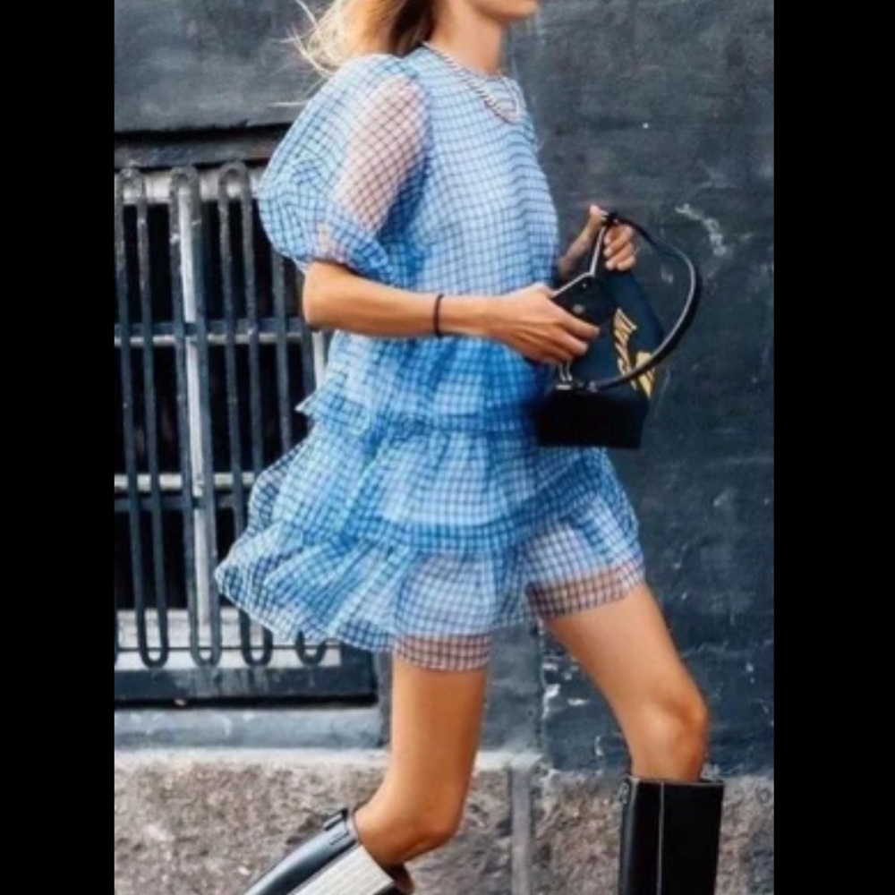 Ganni Organza mini dress 36- Heather